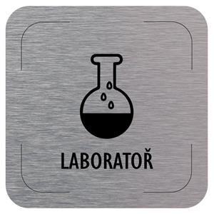 Cedulka na dveře - Laboratoř - piktogram, hliníková tabulka, 80 x 80 mm
