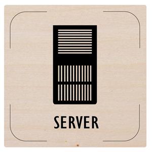 Cedulka na dveře - Server - piktogram, dřevěná tabulka, 80 x 80 mm