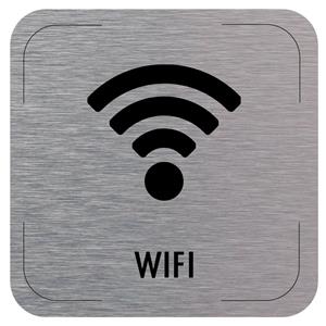 Cedulka na dveře - Wi-Fi - piktogram, hliníková tabulka, 80 x 80 mm