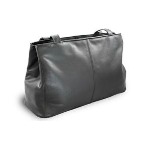 Černá kožená dvouzipová kabelka se dvěma popruhy