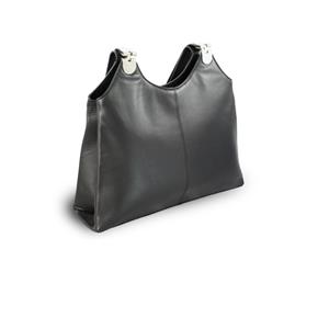 Černá kožená zipová kabelka se dvěma popruhy