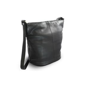 Černá kožená zipová kabelka