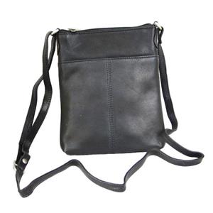 Černá kožená zipová mini-kabelka