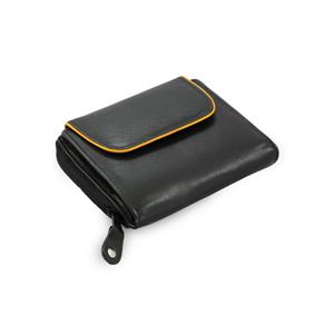 Černo-hnědá dámská kožená peněženka s klopničkou