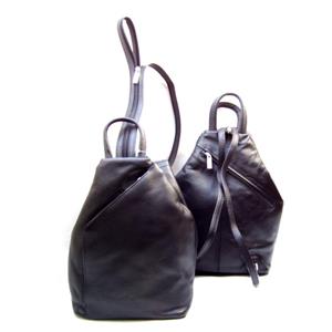Černý kožený batůžek - kabelka