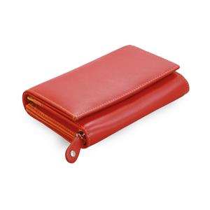 Červená dámská kožená peněženka s klopnou