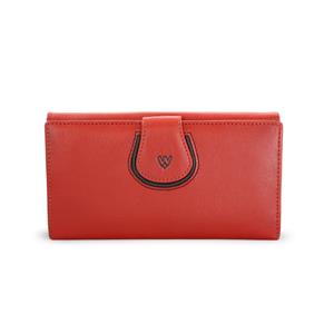 Červená dámská kožená rámová peněženka s ozdobnou klopnou