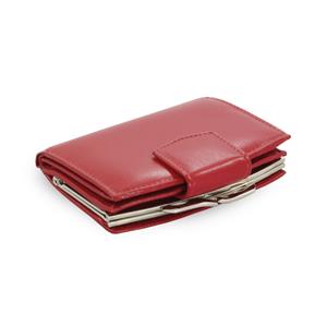 Červená dámská kožená rámová peněženka se zápinkou