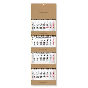 Čtyřměsíční kalendář Kvatro Kraft skládaný český se spirálou 2027 - šedý