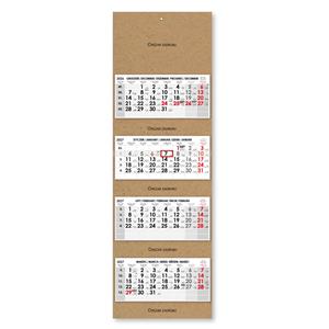 Čtyřměsíční kalendář Kvatro Kraft skládaný polský 2027 - šedý