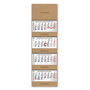 Čtyřměsíční kalendář Kvatro Kraft skládaný Slovenský se spirálou 2027 - šedý