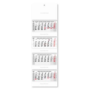 Čtyřměsíční kalendář Kvatro skládaný český se spirálou 2027 - šedý