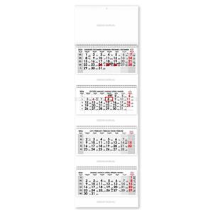 Čtyřměsíční kalendář Kvatro skládaný polský se spirálou 2026 - šedý