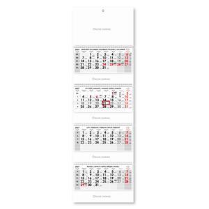 Čtyřměsíční kalendář Kvatro skládaný polský se spirálou 2027 - šedý