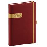 Denní diář 2026 A5 Twill - bordó-zlatá