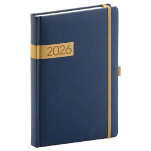 Denní diář 2026 A5 Twill - modro-zlatá