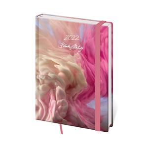 Denní diář A5 2022 Vario s gumičkou - Matragi Pink