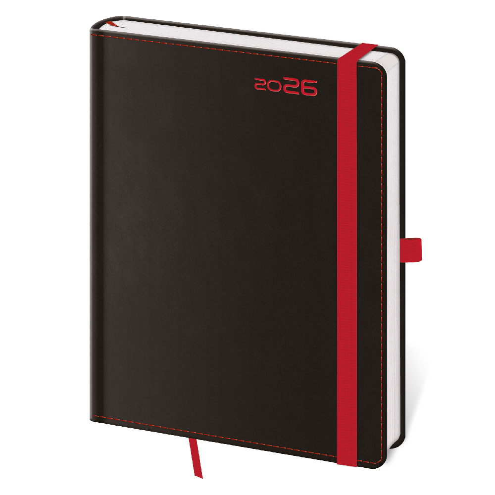Denní diář A5 2026 Black Red