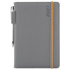 Diář AMOS denní A5 2027 český - šedá/oranžová gumička