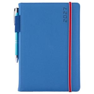 Diář AMOS týdenní A5 2027 český - modrá/červená gumička