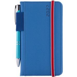 Diář AMOS týdenní kapesní 2027 český - modrá/červená gumička