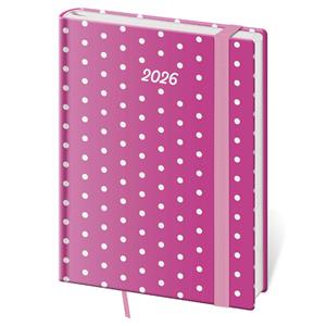 Diář denní B6 2026 Vario - Pink s gumičkou