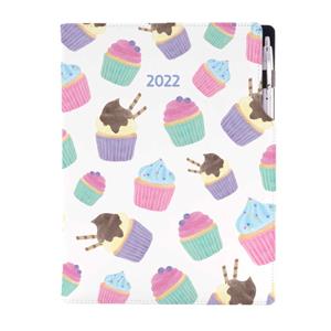 Diář DESIGN denní A4 2022 - Cupcake