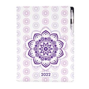 Diář DESIGN denní A4 2022 - Mandala fialový