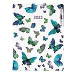 Diář DESIGN denní A4 2023 - Motýli modří