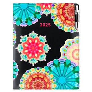 Diář DESIGN denní A4 2025 - černá - kaleidoskop