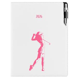 Diář DESIGN denní A4 2026 český - bílá - Golf žena