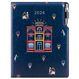 Diář DESIGN denní A4 2026 český - modrá - Hotel