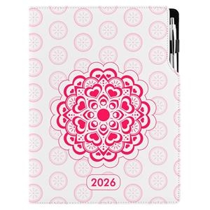 Diář DESIGN denní A4 2026 - Mandala červená