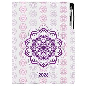Diář DESIGN denní A4 2026 - Mandala fialová