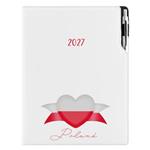 Diář DESIGN denní A4 2027 - bílá - Polsko - vlajka