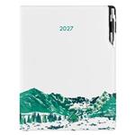 Diář DESIGN denní A4 2027 český - bílá - Hory