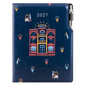 Diář DESIGN denní A4 2027 český - modrá - Hotel