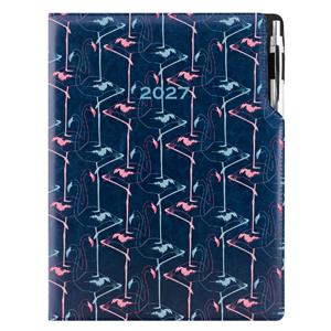 Diář DESIGN denní A4 2027 - modrá - Flamingo