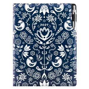 Diář DESIGN denní A4 2027 - modrá - Folk