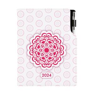 Diář DESIGN denní A5 2024 český - Mandala červený