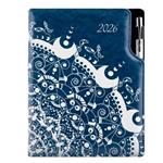 Diář DESIGN denní A5 2026 český - modrá - Ornament