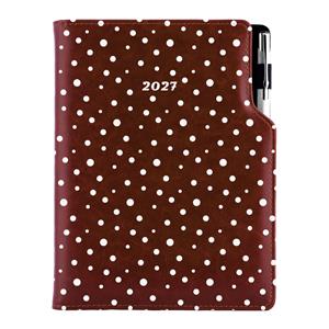 Diář DESIGN denní A5 2027 slovenský - hnědá - Puntíky