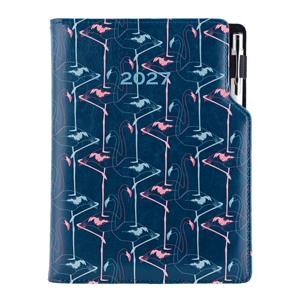 Diář DESIGN denní A5 2027 slovenský - modrá - Flamingo