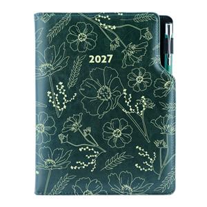 Diář DESIGN denní A5 2027 slovenský - zelená - Květiny