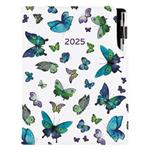 Diář DESIGN denní B6 2025 - Motýli modří
