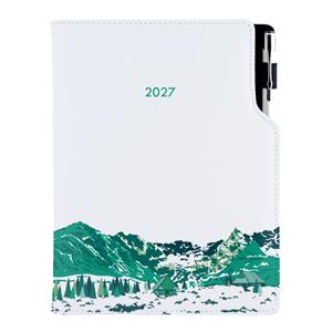 Diář DESIGN denní B6 2027 český - bílá - Hory