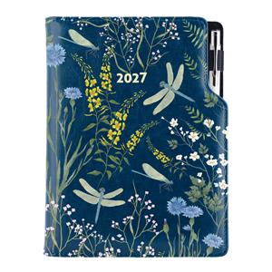 Diář DESIGN denní B6 2027 - modrá - Vážky
