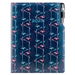 Diář DESIGN týdenní A4 2025 - modrá - Flamingo