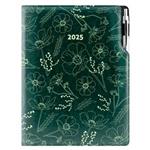Diář DESIGN týdenní A4 2025 - zelená - Květiny