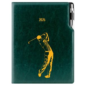 Diář DESIGN týdenní A4 2026 český - zelená - Golf muž